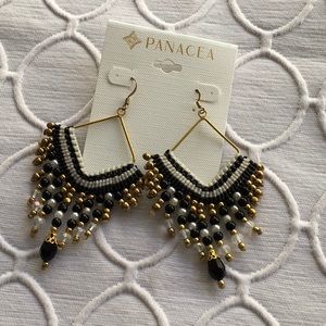 Panacea black white gold rope earrings NWT